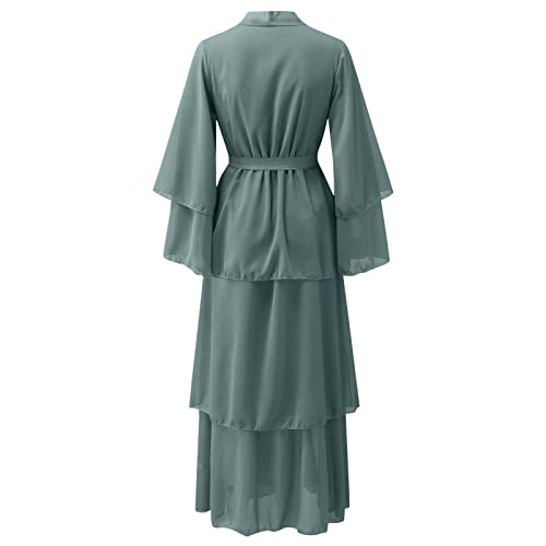 Frauen Muslimisches Gebet Chiffon Offenes Kleid Abaya Dubai Türkei Islam Kaftan islamischer Ramadan Eid Frauen Robe Muslimisches Gebetskleid für Frauen Abaya Kleid Islamisches (Mint Green-a, S)